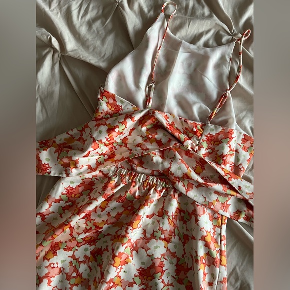 Orange Floral Print Dress - Picture 3 of 3